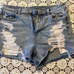 American Eagle Outfitters Light Blue Ripped Jean Shorts